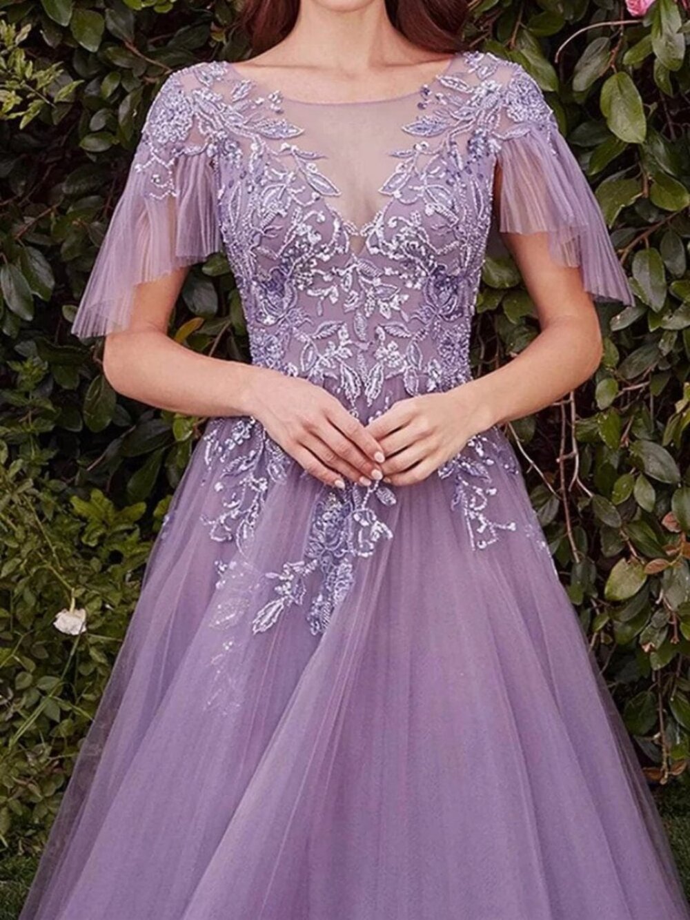 NWT Andrea and Leo A1351 Mother of the Bride Flutter Sleeve Gown Violet Size 12